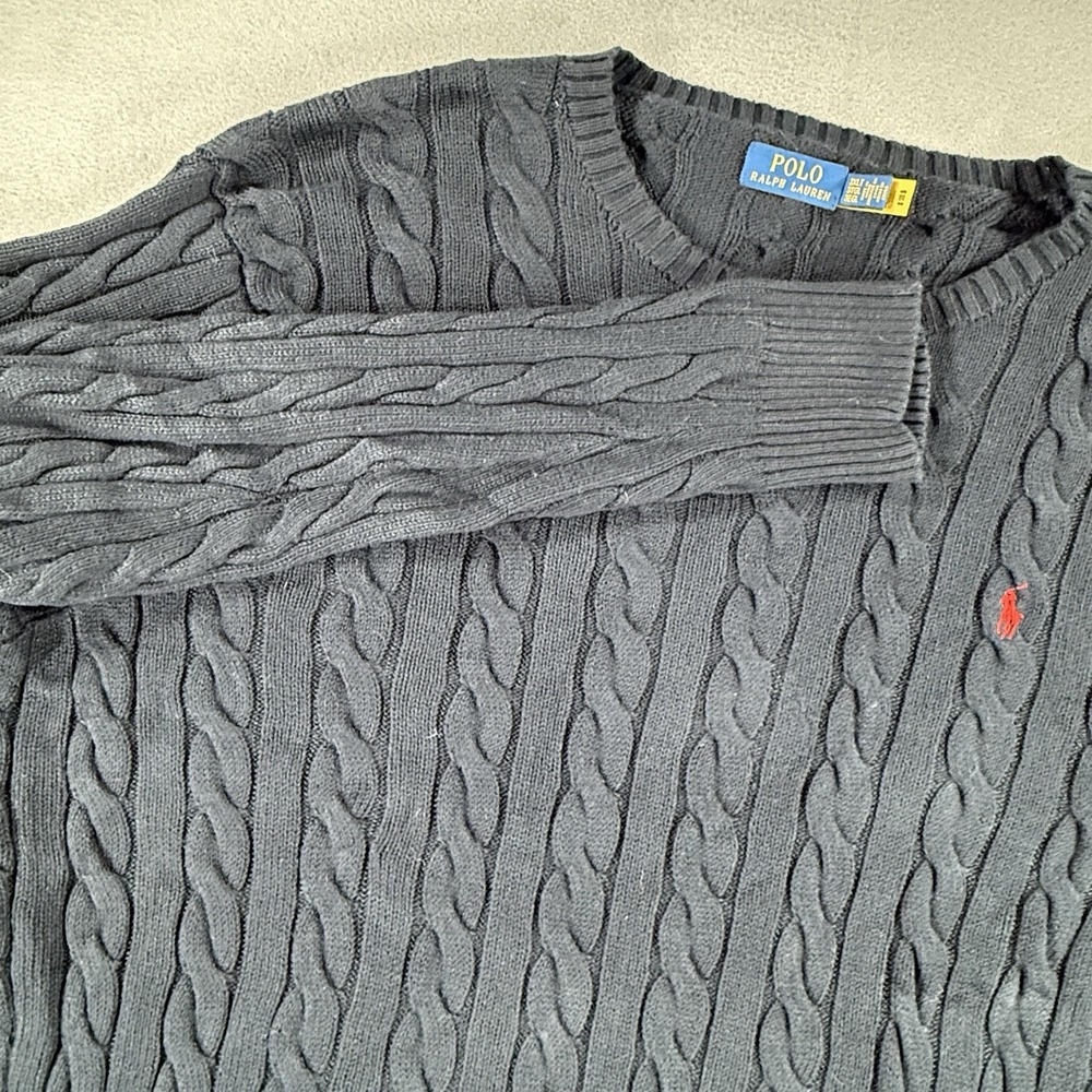 Polo Ralph Lauren Sweater Mens 3XLT Blue Cable Knit Crewneck Pullover